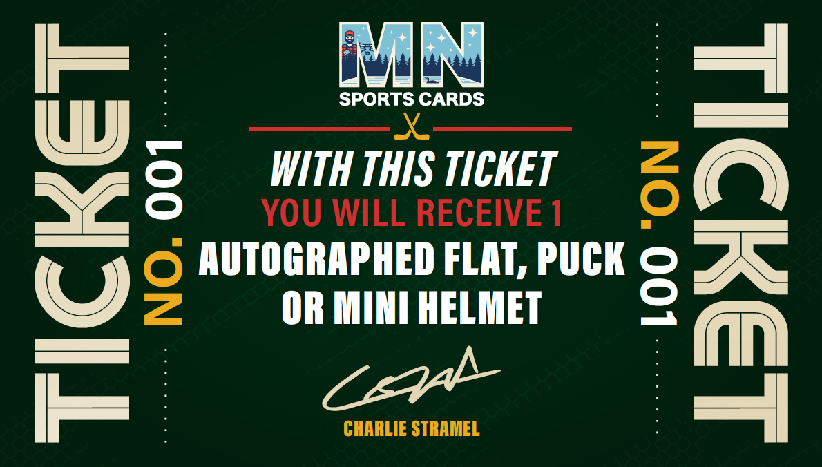Charlie Stramel Autograph on Flat/Puck/Mini Helmet Ticket