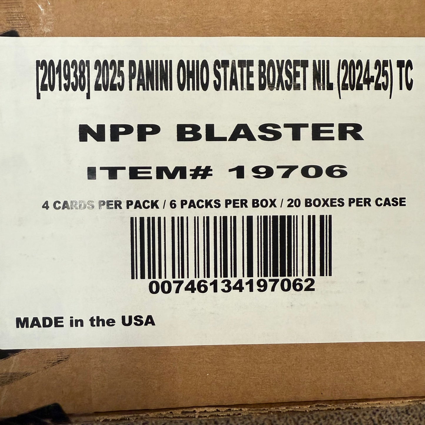 2025 Panini Ohio State University Collegiate Football Blaster 20-Box Case