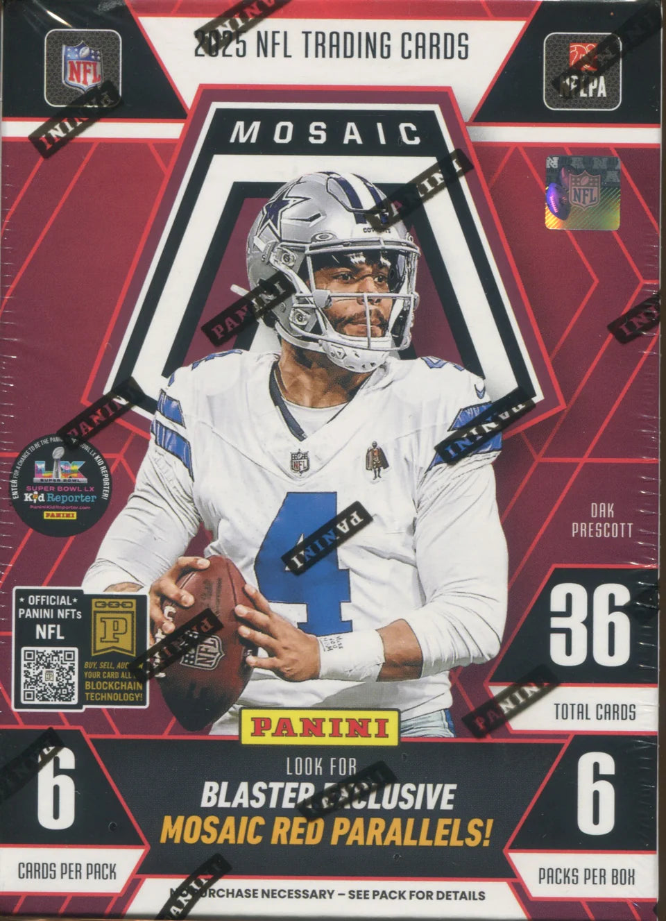 2025 Panini Mosaic Football Hobby Blaster Box (Red Mosaics)