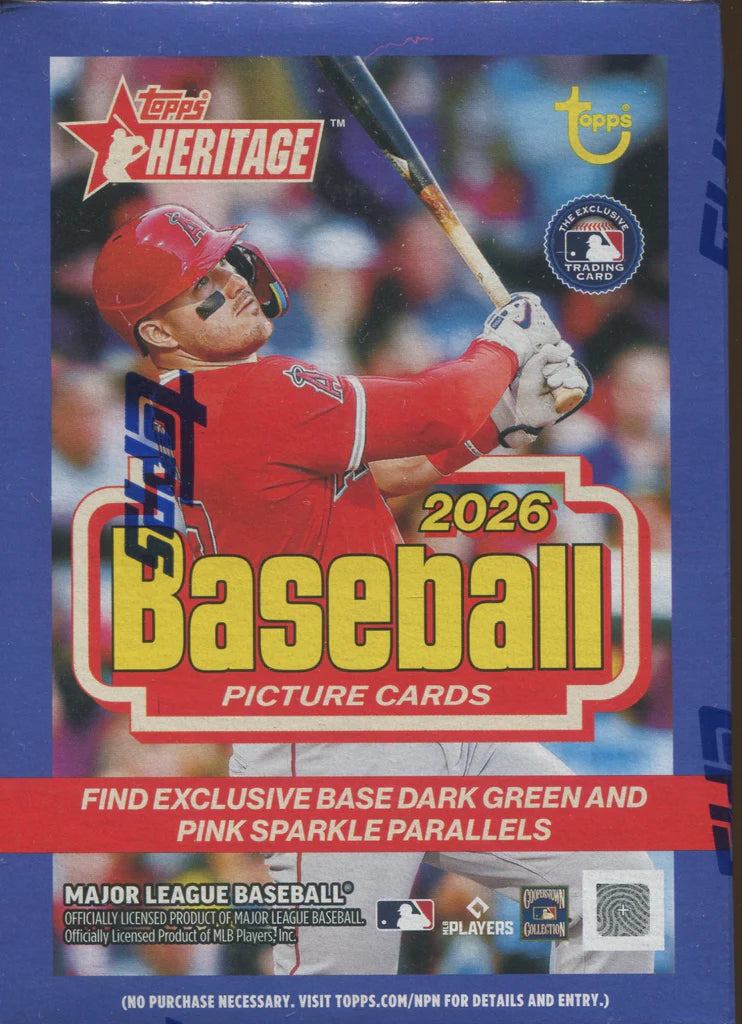 2026 Topps Heritage Baseball Blaster Box (Dark Green and Pink Sparkle Parallels)