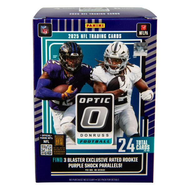 2025 Panini Donruss Optic Football 6-Pack Blaster 20-Box Case (Purple Shock Parallels)