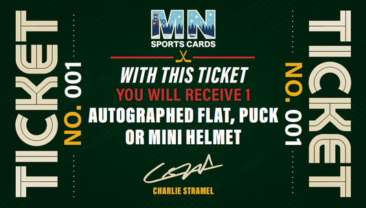 Charlie Stramel Autograph on Flat/Puck/Mini Helmet Ticket
