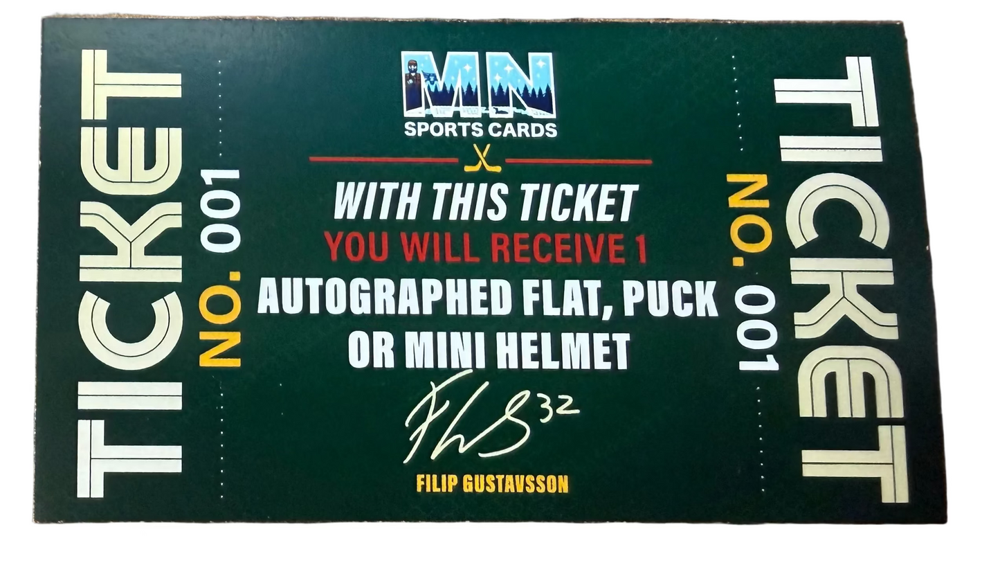 Filip Gustavsson Autograph on Flat/Puck/Mini Helmet Ticket