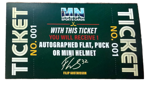 Filip Gustavsson Autograph on Flat/Puck/Mini Helmet Ticket