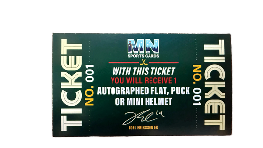 Joel Eriksson Ek Autograph on Flat/Puck/Mini Helmet Ticket