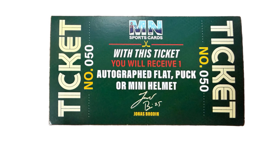 Jonas Brodin Autograph on Flat/Puck/Mini Helmet Ticket