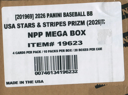 2026 Panini USA Stars & Stripes Prizm Baseball Mega 20-Box Case