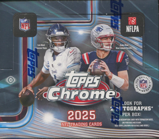 2025 Topps Chrome Football Hobby Jumbo 8-Box Case