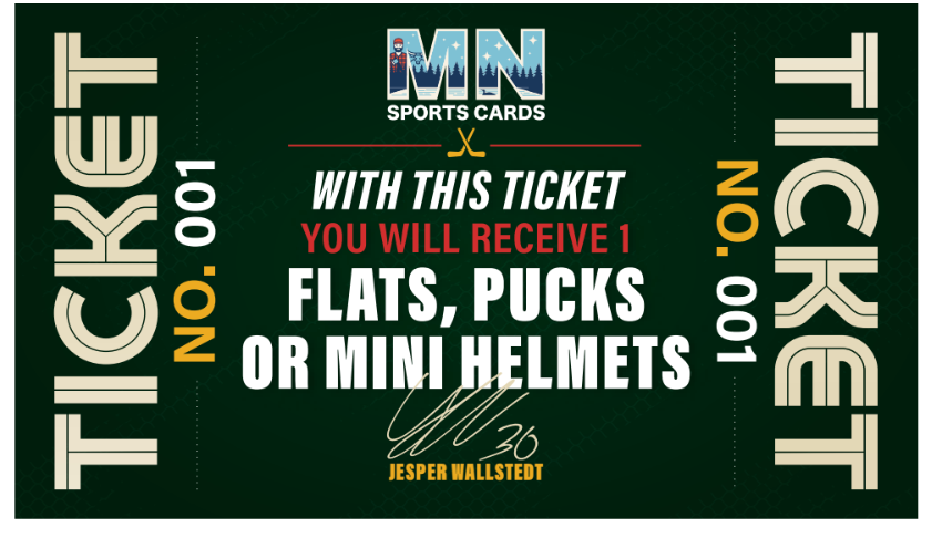 Jesper Wallstedt Autograph on Flat/Puck/Mini Helmet Ticket