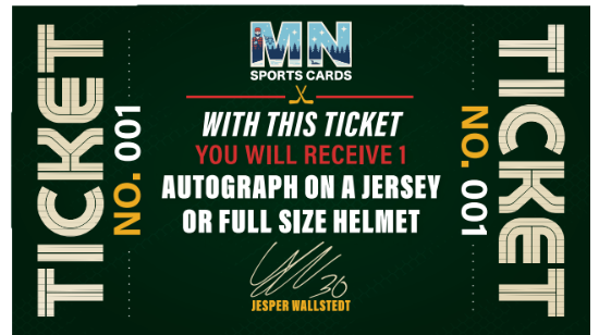 Jesper Wallstedt Autograph on Jersey or Full Size Helmet Ticket