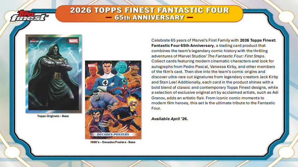 2026 Topps Marvel Finest The Fantastic Four 65th Anniversary Hobby 8-Box Case