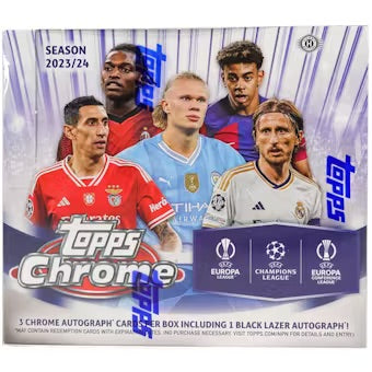 2023-24 Topps Chrome UEFA Club Competitions Soccer Hobby Jumbo Box